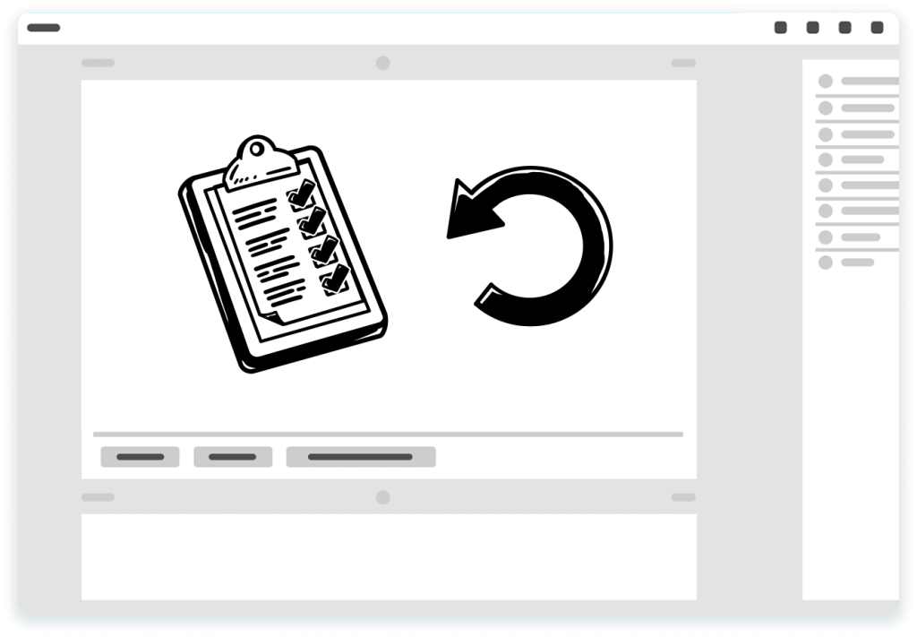 Ein Screenshot des simpleshow video makers mit einem Bild einer Checkliste und einem Pfeil
